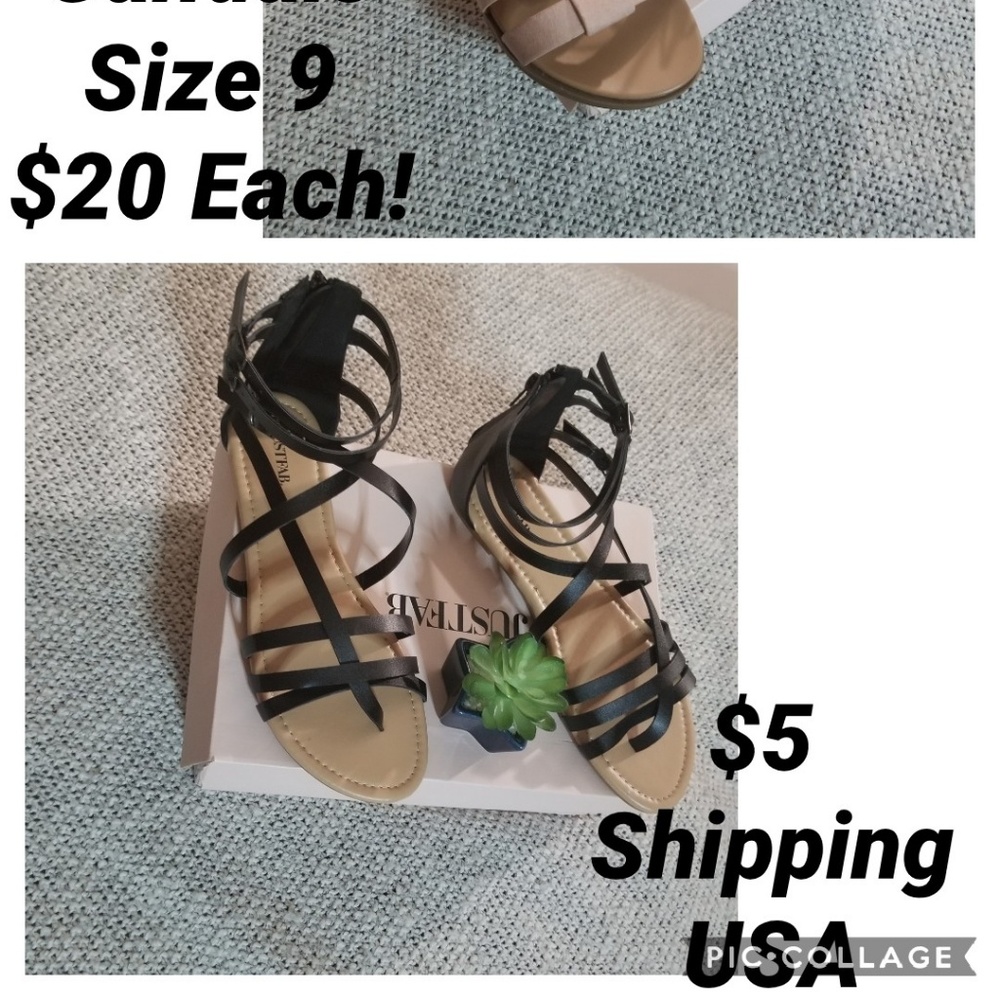 NIB Just Fab Black Sandals 9